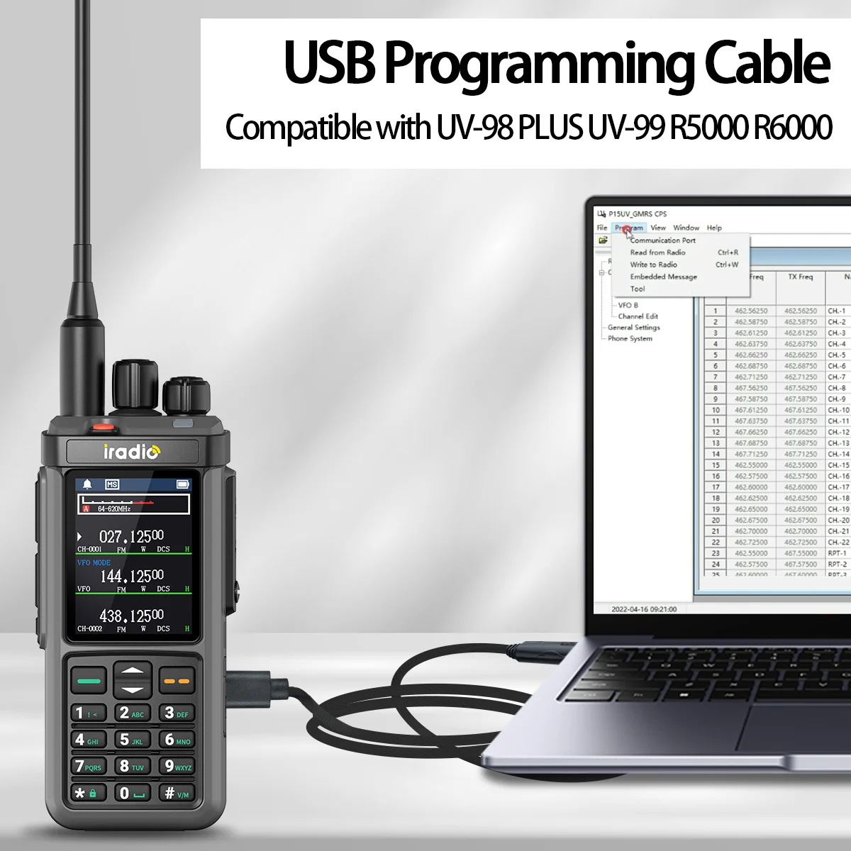 Cabo de programação usb original tipo-c para radio UV-98 plus UV-99 bajeton DM-5000 DM-6000 radtel RT-880 RT-880G RT-6D rádio amador