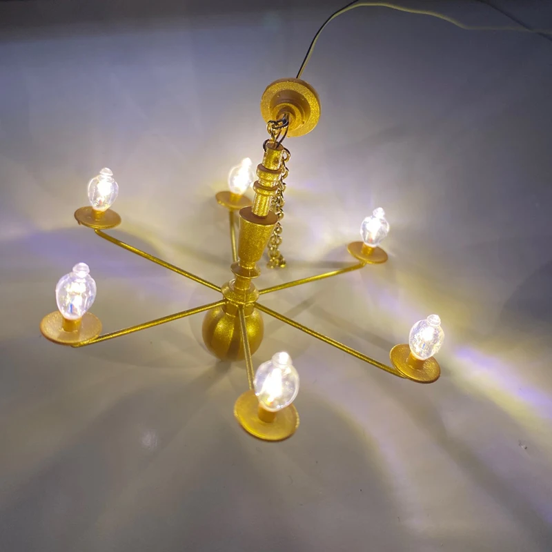 1/25 Mô Hình Quy Mô Led Ốp Trần Nhà Búp Bê Đồ Nội Thất Đèn Chùm 3V Ánh Sáng Cát Bàn Tự Làm Chất Liệu Thu Nhỏ Phụ Kiện Trẻ Em Đồ Chơi