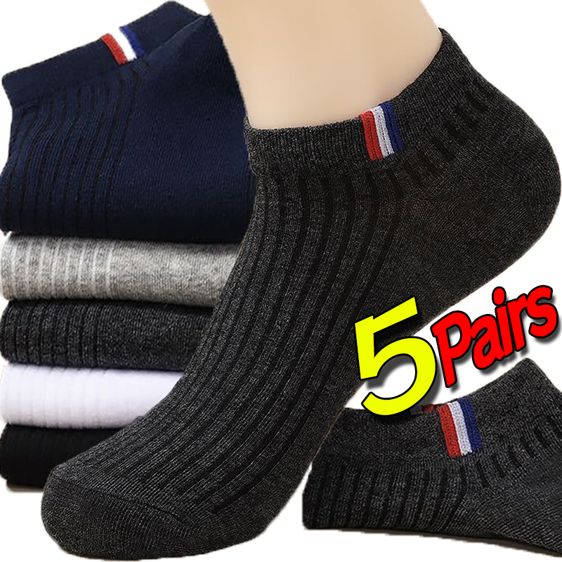 Мужские дышащие хлопковые короткие носки, сетчатые мужские спортивные носки, повседневные носки до щиколотки, тонкие черные, серые, белые, нескользящие высокоэластичные носки-трубочки