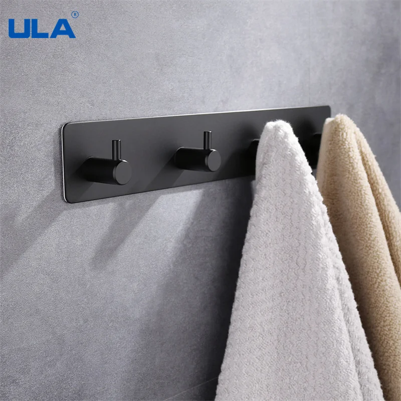 ULA ตะขอติดผนังสแตนเลส 3M สติกเกอร์กาวตะขอประตูผ้าเช็ดตัวเสื้อผ้า Robe Rack อุปกรณ์ห้องน้ําอุปกรณ์อาบน้ํา