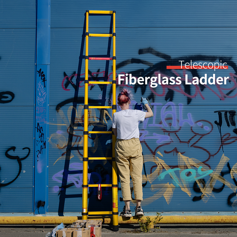 Custom Wholesale Fiberglass Step Ladder Telescopic Extension Ladder Insulation Safety 6 Ft 2 Meters Custom For Construction