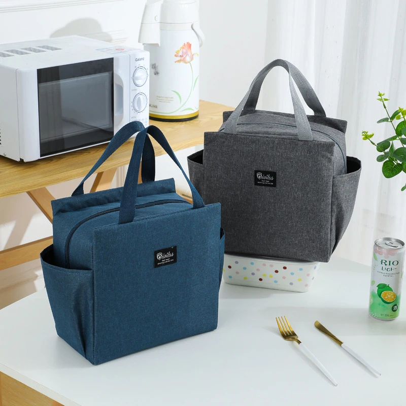 Lunch Bag Nylon impermeabile isolamento termico grande capacità doppia tasca laterale portatile Lunch Box Storage Bags Picnic Food Bags