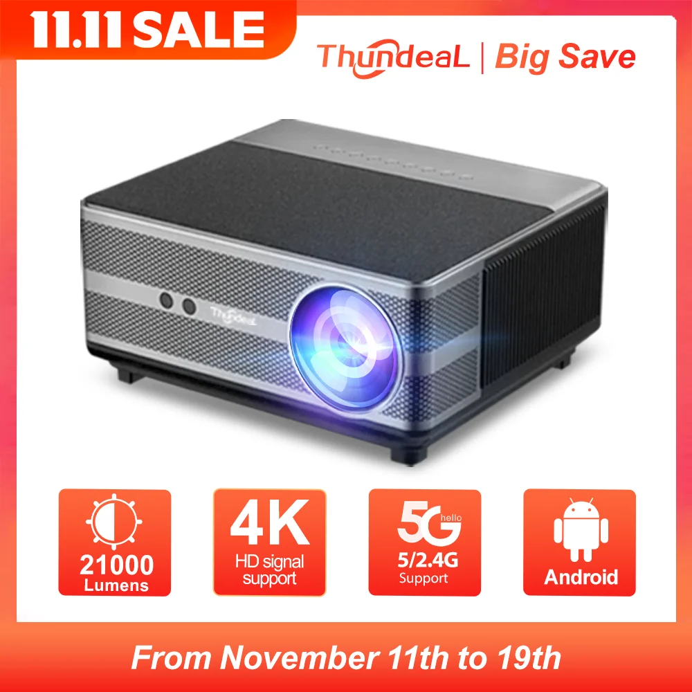 ThundeaL TD98 1080P Full HD Projector LED 4K WiFi Android Projector Auto Focus TD98W PK DLP 3D Video Smart Home Theater Beamer