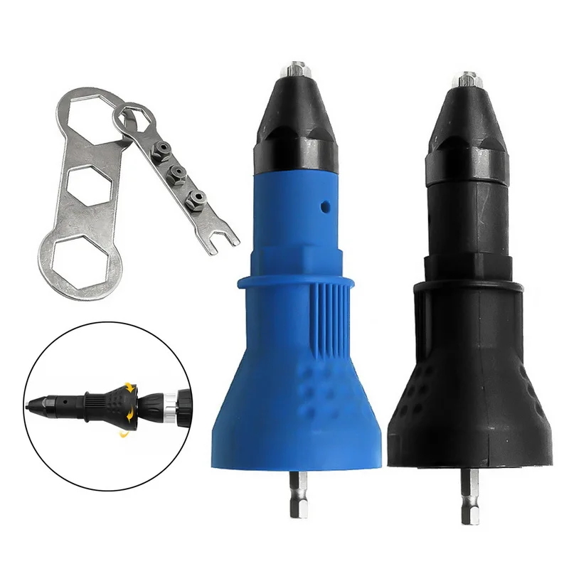 Elétrica Rivet Nut Gun Ferramenta de rebitagem Adaptador de broca de rebitagem sem fio Insert Riveting Drill Adapter, Nut Tool Acessórios