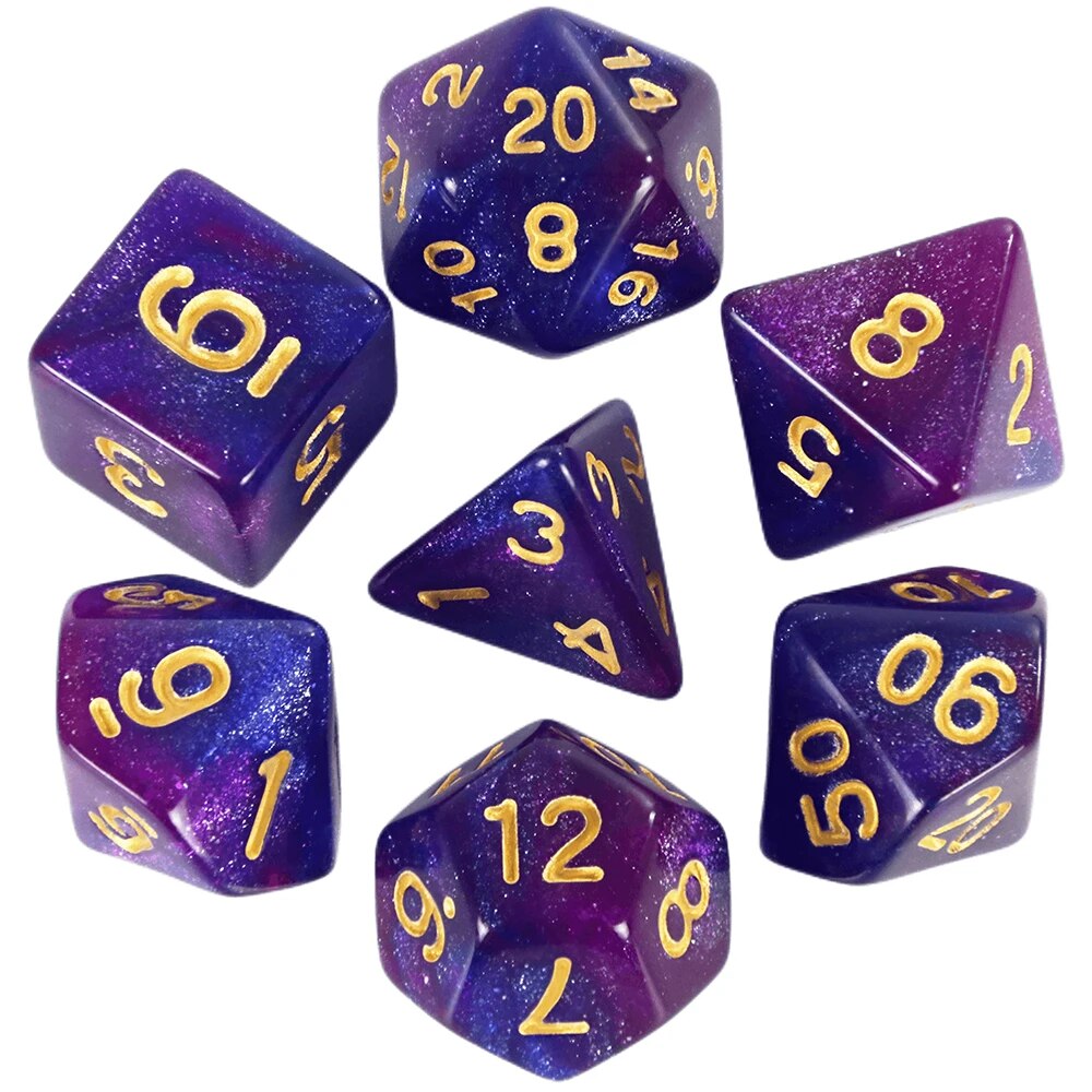 Dice Set Board Games Roll Dice Galaxy Theme Polyhedral Dice Set Amazing Colourful Universe Effect For DND Accessories