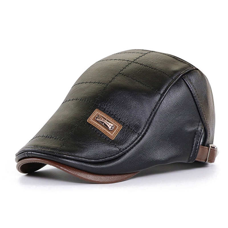 Retro Männer Leder Baskenmütze Hut Flache Kappe Männlich Herbst Winter Warm Einstellbar Hochwertige männer Britischen Stil Baskenmütze kappen