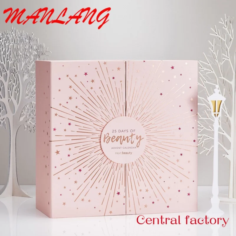 Custom  Custom logo printing empty beauty packaging gift 25 days makeup advent calendar box