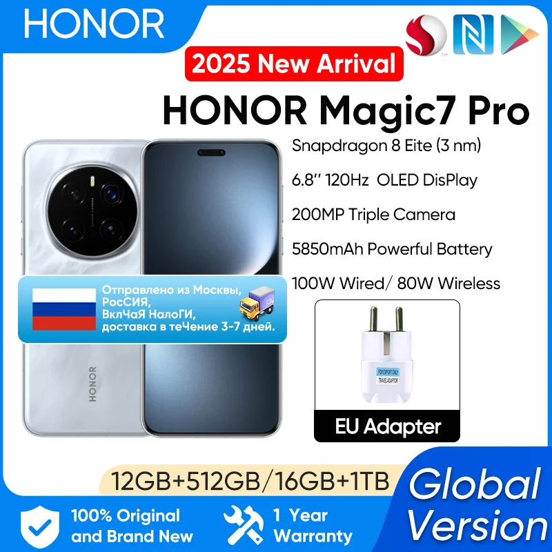 【Brand+】World Premiere Global Version HONOR Magic7 Pro 5G Smartphone Magic 7 Pro Snapdragon 8 Elite 120Hz OLED Screen
