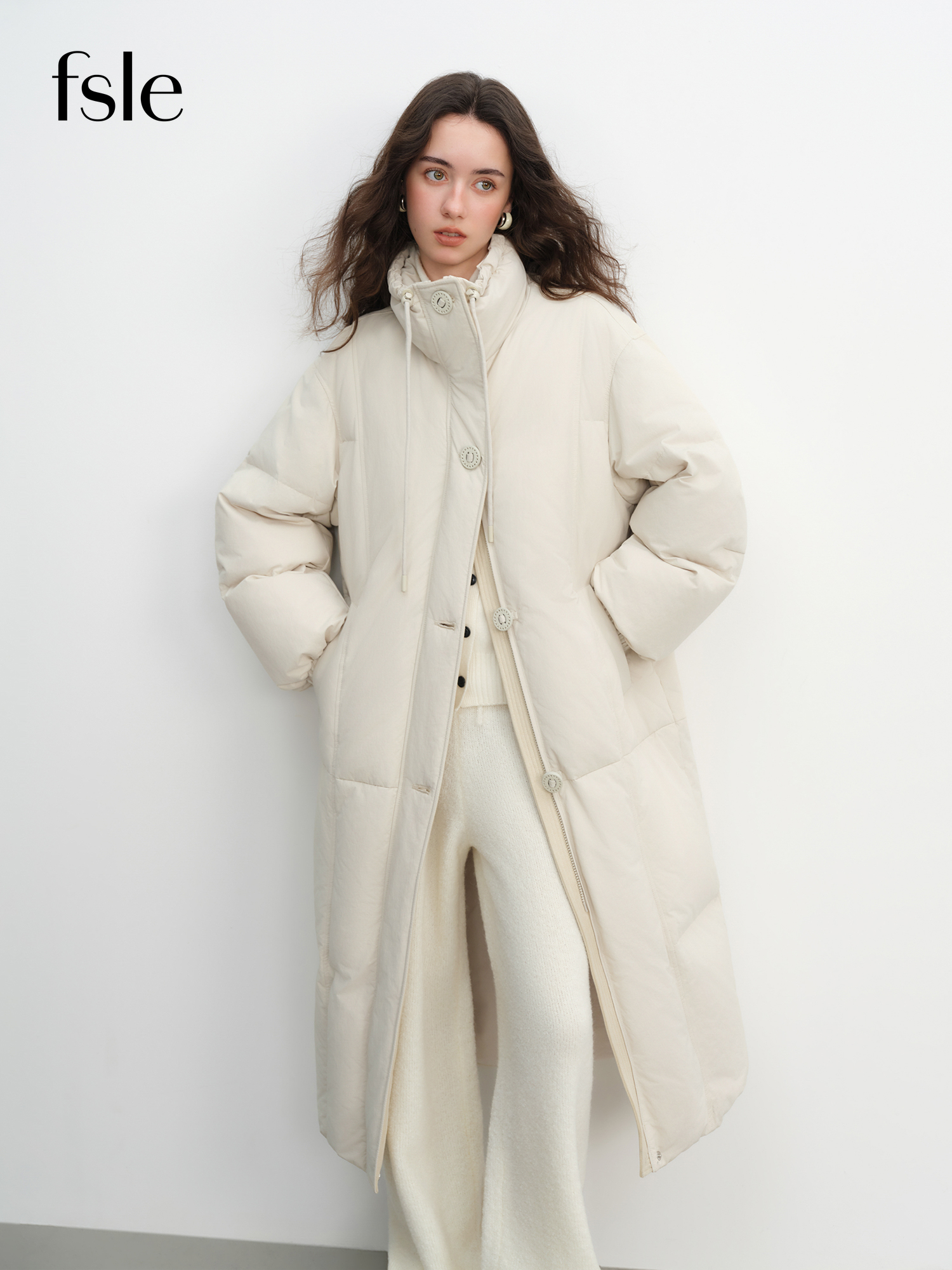 FSLE hiver femmes mi-long doudoune avec col montant Style coréen doudoune ample coupe chaude douce vêtements d'extérieur