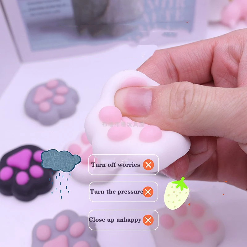 3pcs Kawaii Mini Squishy Cat PAW Pinch Squeeze ของเล่นน่ารัก Cat PAW สัตว์ Dango Fidgeting เด็ก Sensory ของเล่นสาวของขวัญราคาถูก Stuff