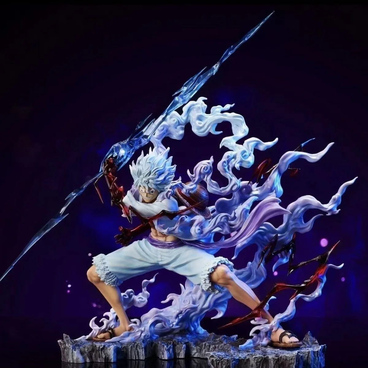 28ซม.One PieceรูปSun God Gear 5 Nika Luffy Action Figure GK ThunderboltลิงD Luffyรุ่นPVCของเล่นสะสม
