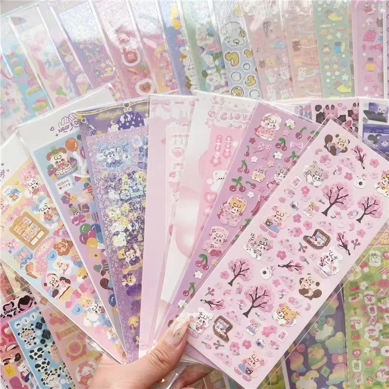 10 pcs/20 pcs/30 pcs/40 pcs สุ่มสติกเกอร์เลเซอร์ตกแต่ง Kawaii อัลบั้มสติกเกอร์เกาหลีเครื่องเขียน DIY วัสดุ