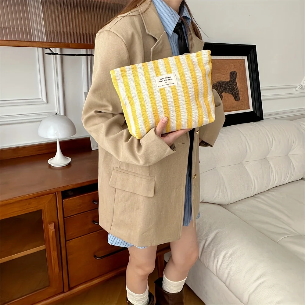 세로 줄무늬 방수 화장품 가방, 여성용 화장품 가방, 작은 가방 보관 메이크업 케이스, 여행 가방, 연필 C