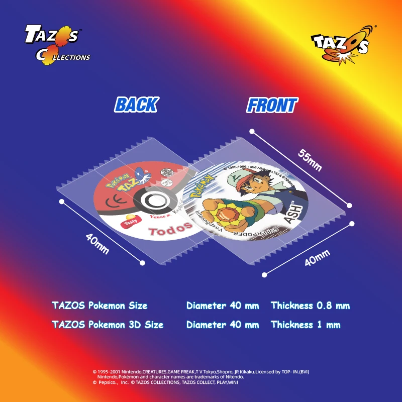 ВАЗОС ®   КОЛЛЕКЦИИ MATU TAZOS Pokemon 1,2,3 Set & 3D TAZOS Full/Complete Set 151/72/50PCS【Испания и Greece Original Edition】