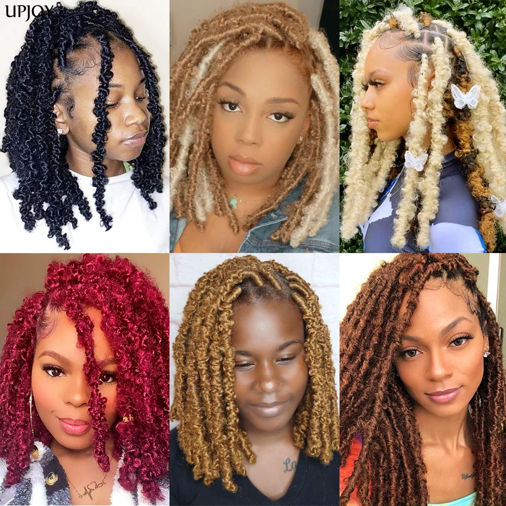 14 12 Zoll Butterfly Faux Locs Häkelhaarzöpfe Vorgeschlungene Distressed Goddess Butterfly Soft Locs Häkelzöpfe Cheveux Lok