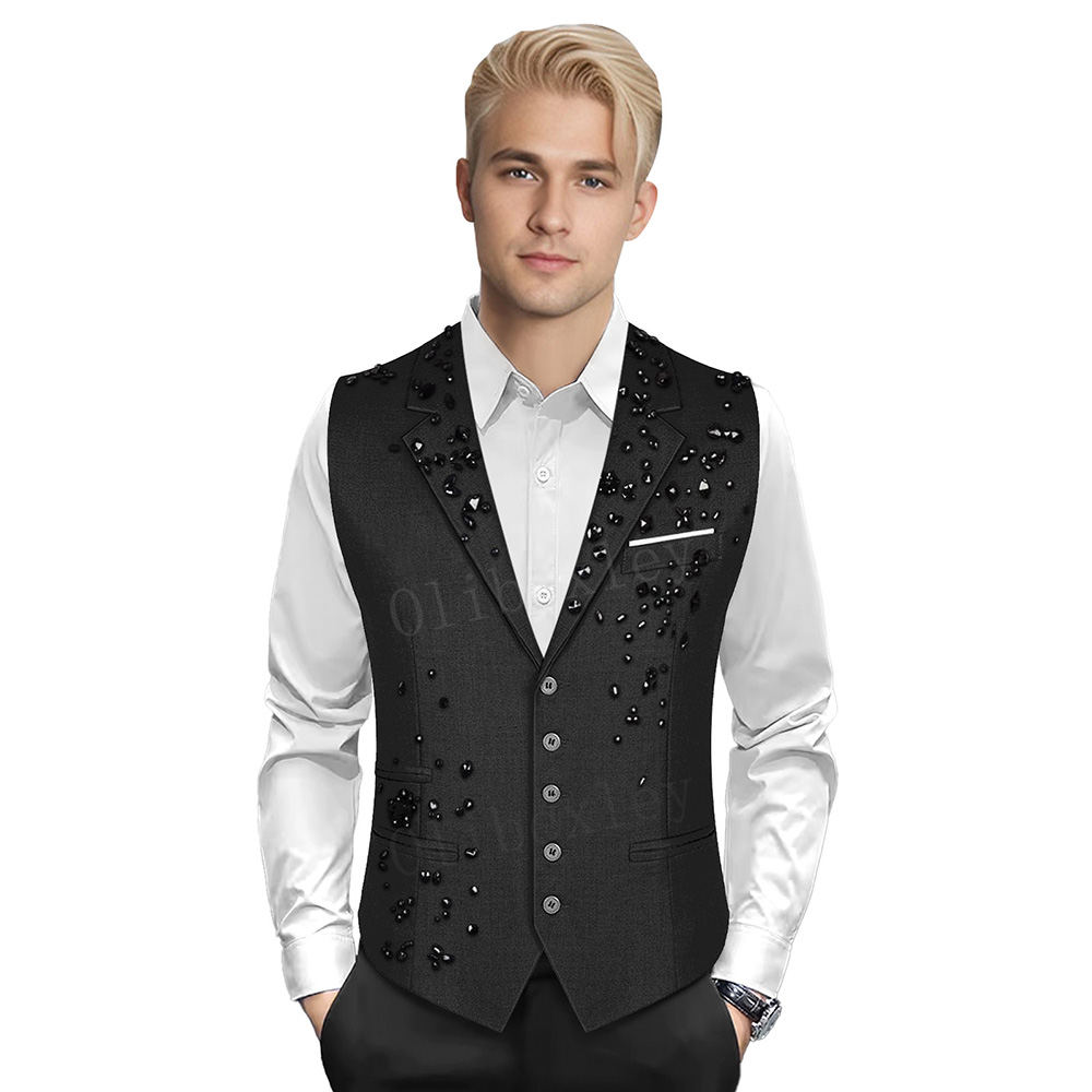 Olibexley V01 męska kamizelka garniturowa dla mężczyzn Slim Fit formalna kamizelka biznesowa smoking V-Ncek solidna kamizelka na ślub