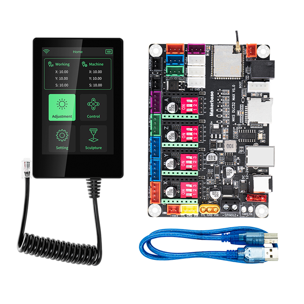 Makerbase MKS DLC32 MAX TMC2209 Плата фрезерного станка с ЧПУ Лазерный гравировальный станок 4-осевой контроллер Grbl Материнская плата лазерного гравера с ЧПУ