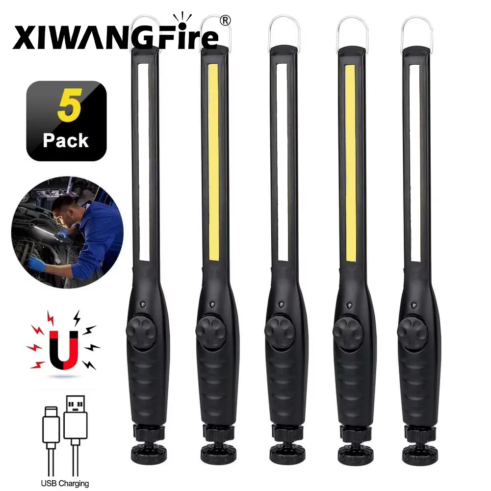 1-5 paczek COB + latarka LED magnetyczne światło robocze latarka USB z możliwością ładowania przenośna latarnia światło inspekcyjne Camping lampa do naprawy samochodu