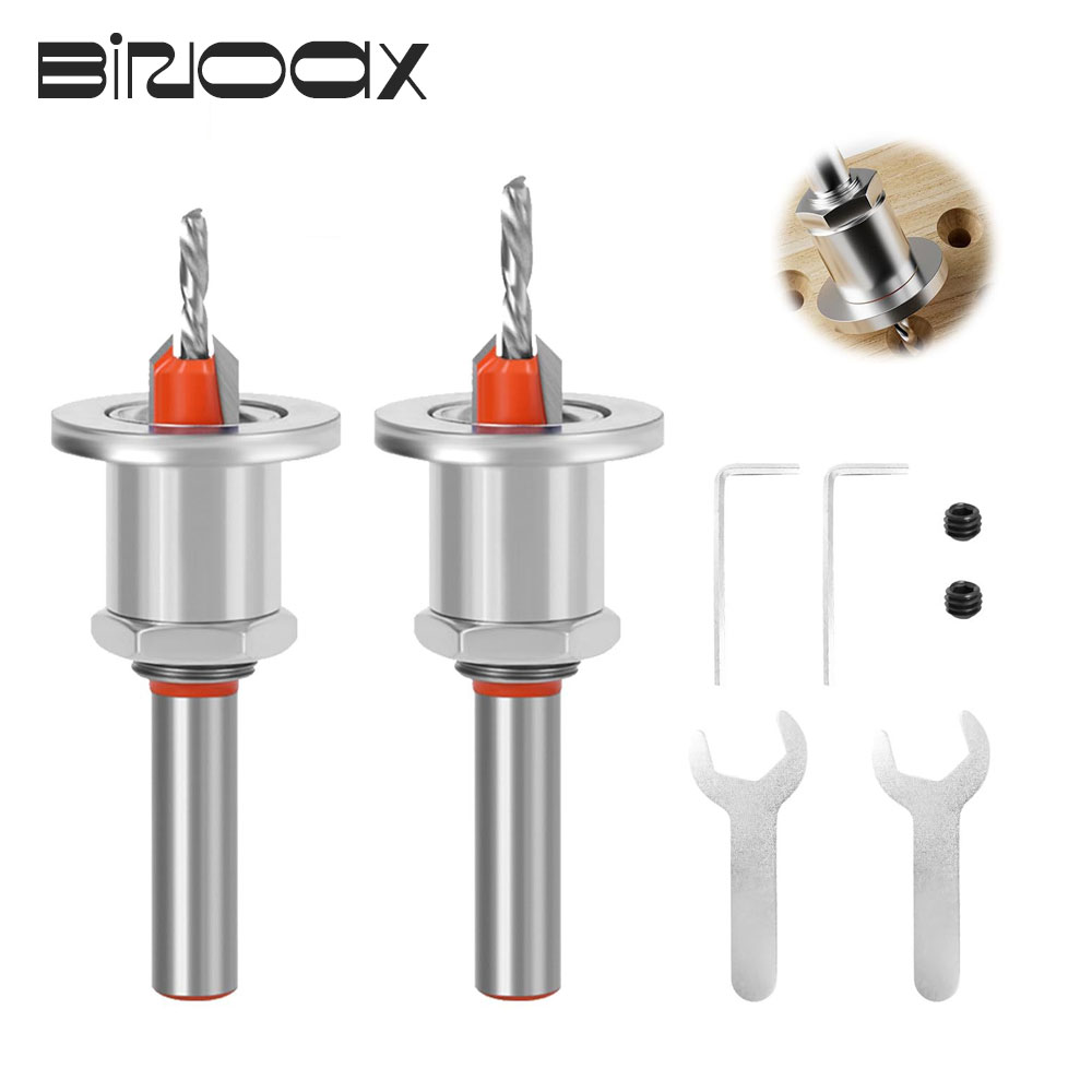 Brocas avellanadoras ajustables, juego de brocas con vástago de 8mm, tornillo, herramienta de chaflán para carpintería, cambio rápido, 2,8mm, 3mm, 3,2mm, 3,5mm, 4mm