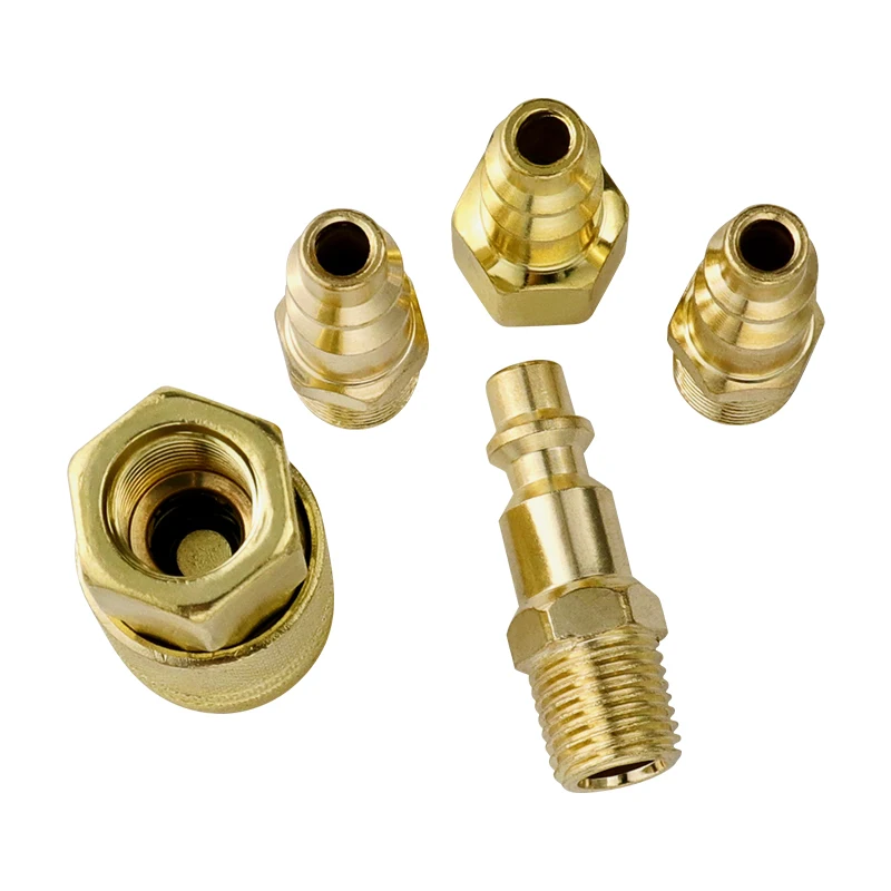 Juego de acopladores rápidos de 1/4 ", 5 uds., pines de enchufe de manguera de aire sólido, accesorios de conector de extremo de línea de manguera de aire giratorios para piezas neumáticas de compresión
