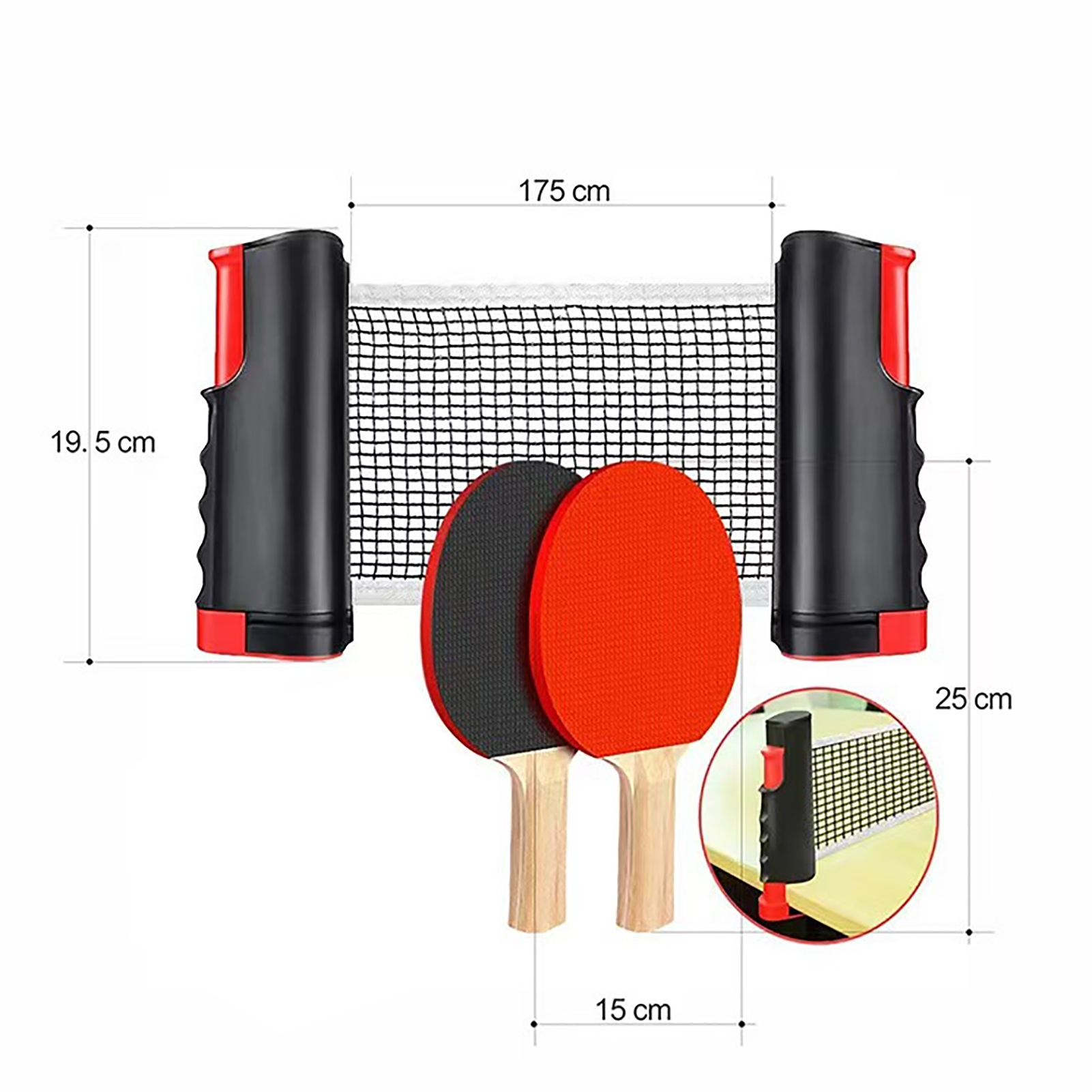 Rede de tênis de mesa rack de ping pong retrátil com raquete de ping-pong universal