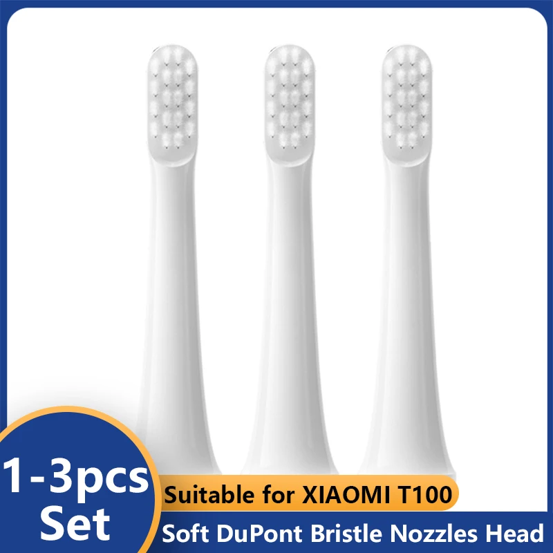 1-3 Âm Bàn Chải Đánh Răng Điện Dành Cho XIAOMI T100 Làm Trắng Mềm Hút Chân Không DuPont Replacment Đầu Vệ Sinh Lông Bàn Chải Đầu Phun đầu