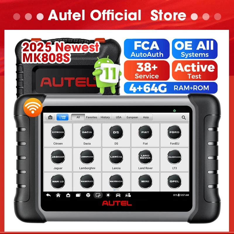 Herramientas de diagnóstico Autel MK808S diagnóstico de coche Control bidireccional escáner automotriz IMMO codificación de llave PK MX808S MK808BT PRO