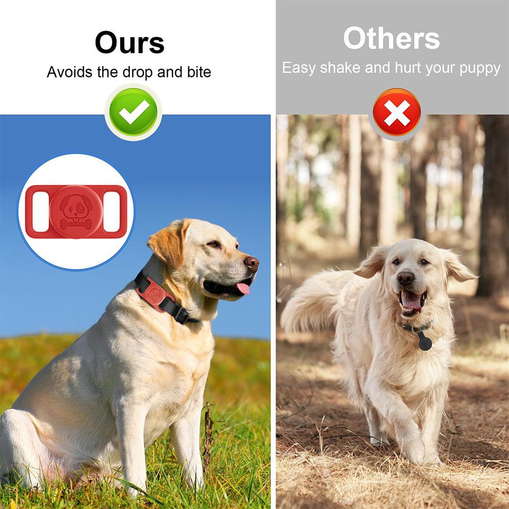 Sarung pelindung silikon untuk airtag Pet Dog Positioning Tracker penutup kerah pelindung antihilang I6a3