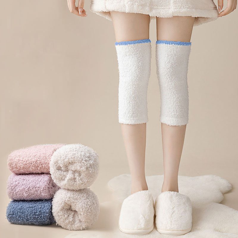 ฤดูหนาว Thicken เข่าอุ่นสตรี Coral ขนแกะ WARM Soft ขาเข่า Pads สําหรับโรคข้ออักเสบเข่า Pad เข่า Protector Plush ถุงเท้ายาว
