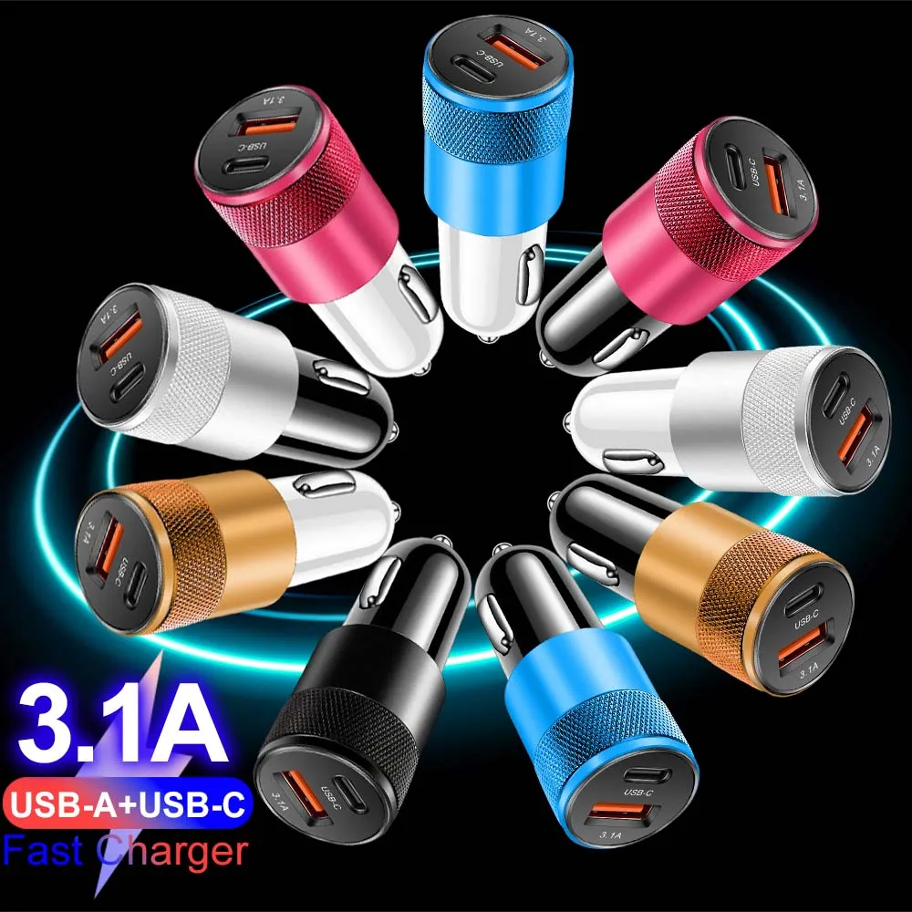 3,1 A USB PD Auto Ladegerät Typ C Schnelle Lade Auto Telefon Ladegerät Adapter für iPhone Xiaomi Huawei Samsung Schnell Ladegerät