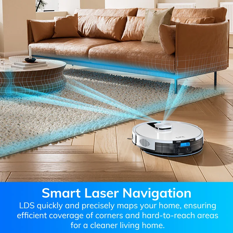ILIFE-Aspirateur robot A12 Pro, navigation LIDAR, collecte automatique de la poussière, aspiration 3000Pa, application, télécommande