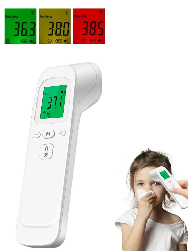 เครื่องวัดอุณหภูมิทางหน้าผากแบบอินฟราเรดทางการแพทย์ ดิจิตอล หน้าจอ LCD แบบไม่ต้องสัมผัส ใช้เลเซอร์ สำหรับใช้ในบ้าน เด็ก ผู้ใหญ่ วัดไข้เด็กทารก