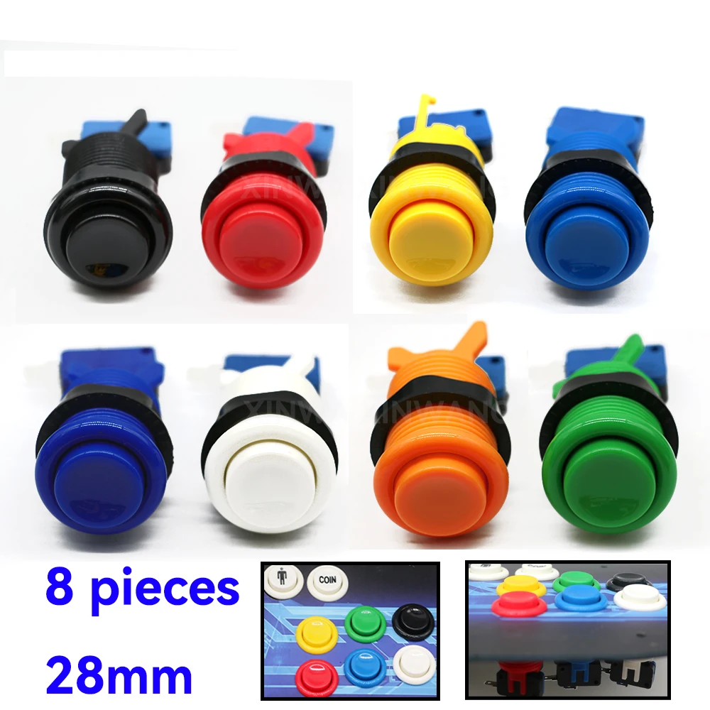8Pcs Happ Stil Push Button 28mm Mutter Für Neo Geo Amerikanischen Arcade Spiel Maschine Joystick Null Verzögerung Controller teile Maschine Diy