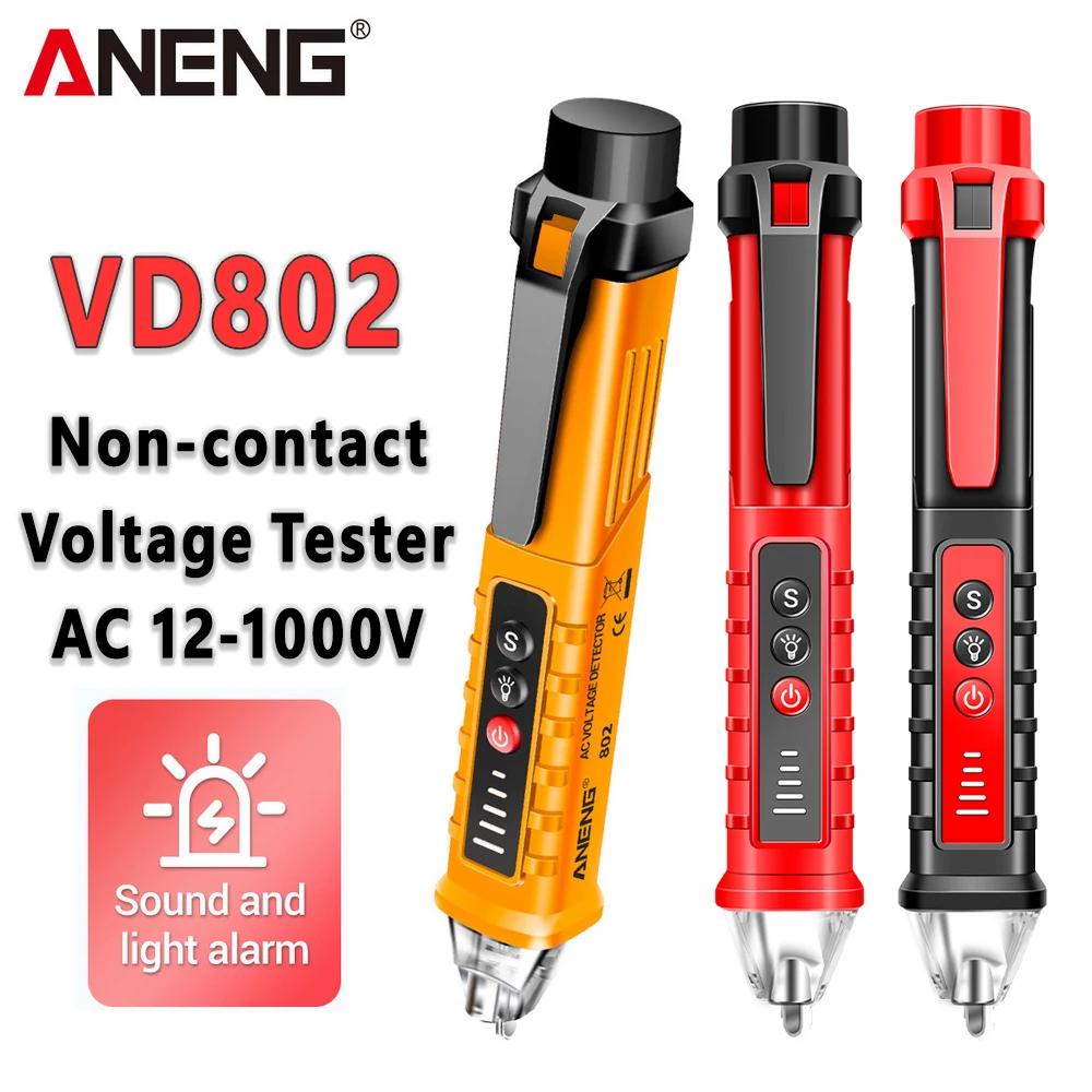 VD802 comprobador de corriente	probador de voltaje voltage meter Detector de voltaje de CA sin contacto medidor probador 12 V-1000 v estilo de pluma indicador eléctrico LED salida tensión de Dectetor Sensor con