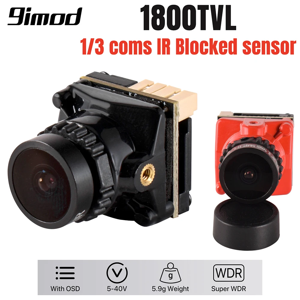 Kamera FPV 9IMOD 1800TVL 5MP 2.1mm 1/3 coms z blokadą IR ​   Czujnik 5V-40V NTSC/PAL z OSD Wewnętrznym do Drona Wyścigowego RC FPV Część DIY