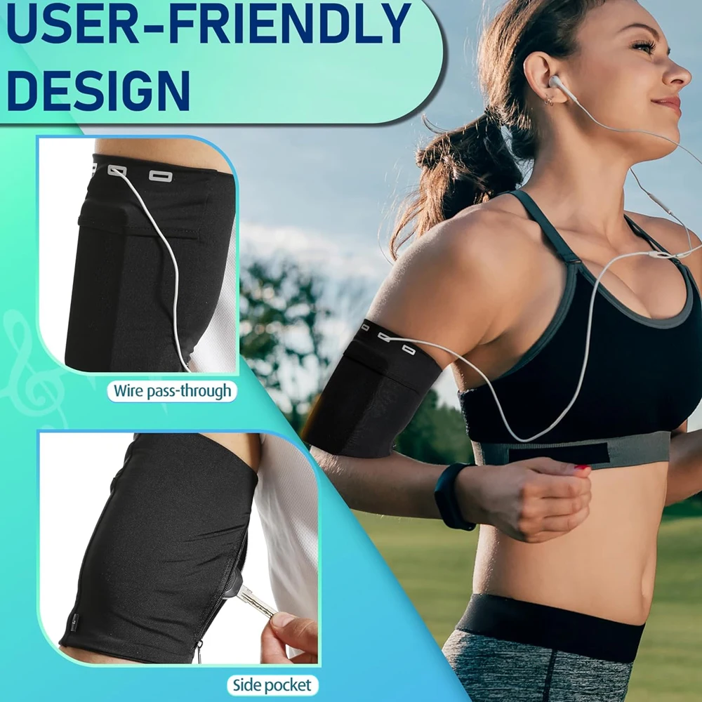 Bolsa de brazo deportiva, soporte para teléfono para correr, brazaletes para teléfono móvil, brazalete con correa para teléfono, se adapta al teléfono, uso para caminar, senderismo, andar en bicicleta