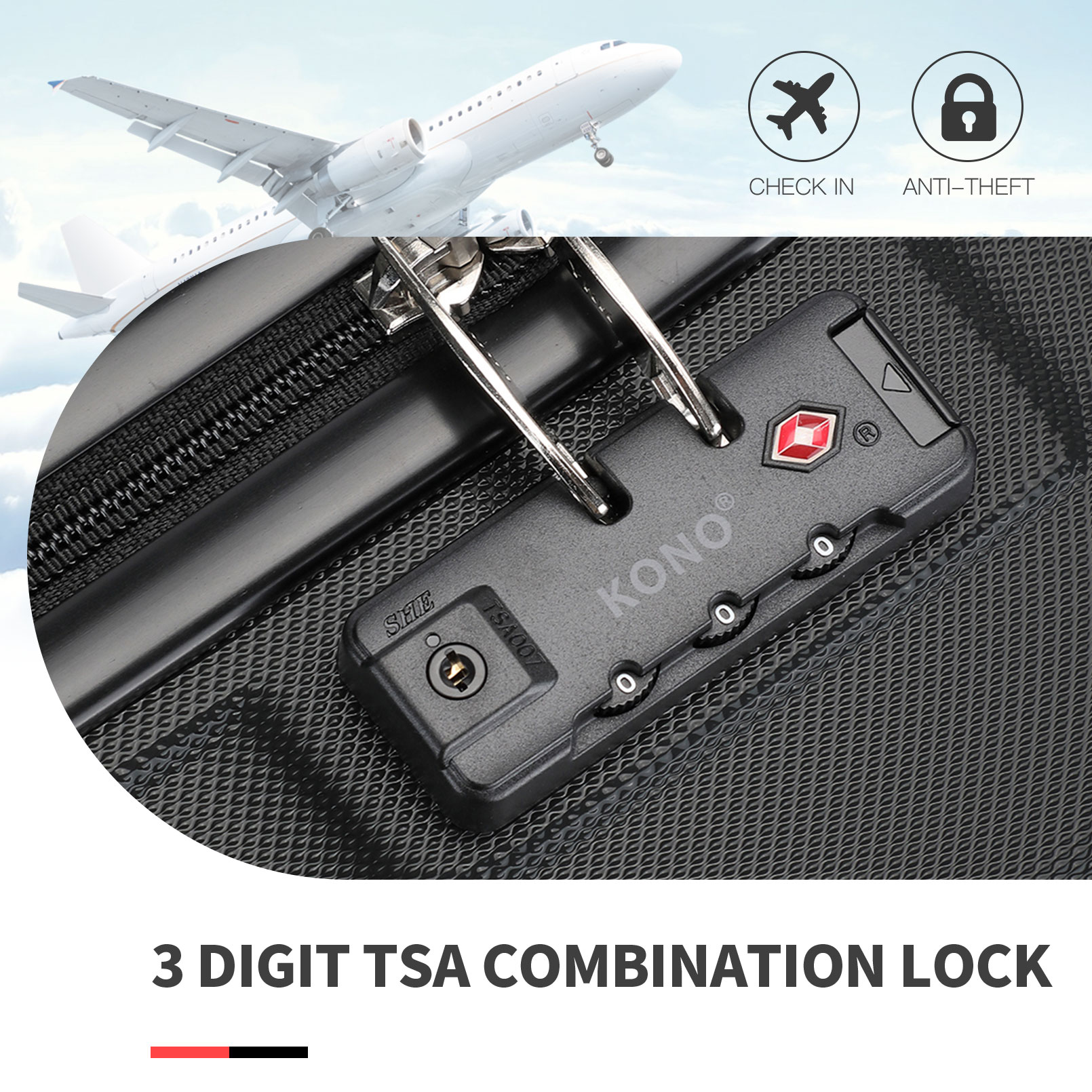 Lightweight ABS Hard Shell Trolley Suitcase - Kono Fashion Hand Luggage for Travel