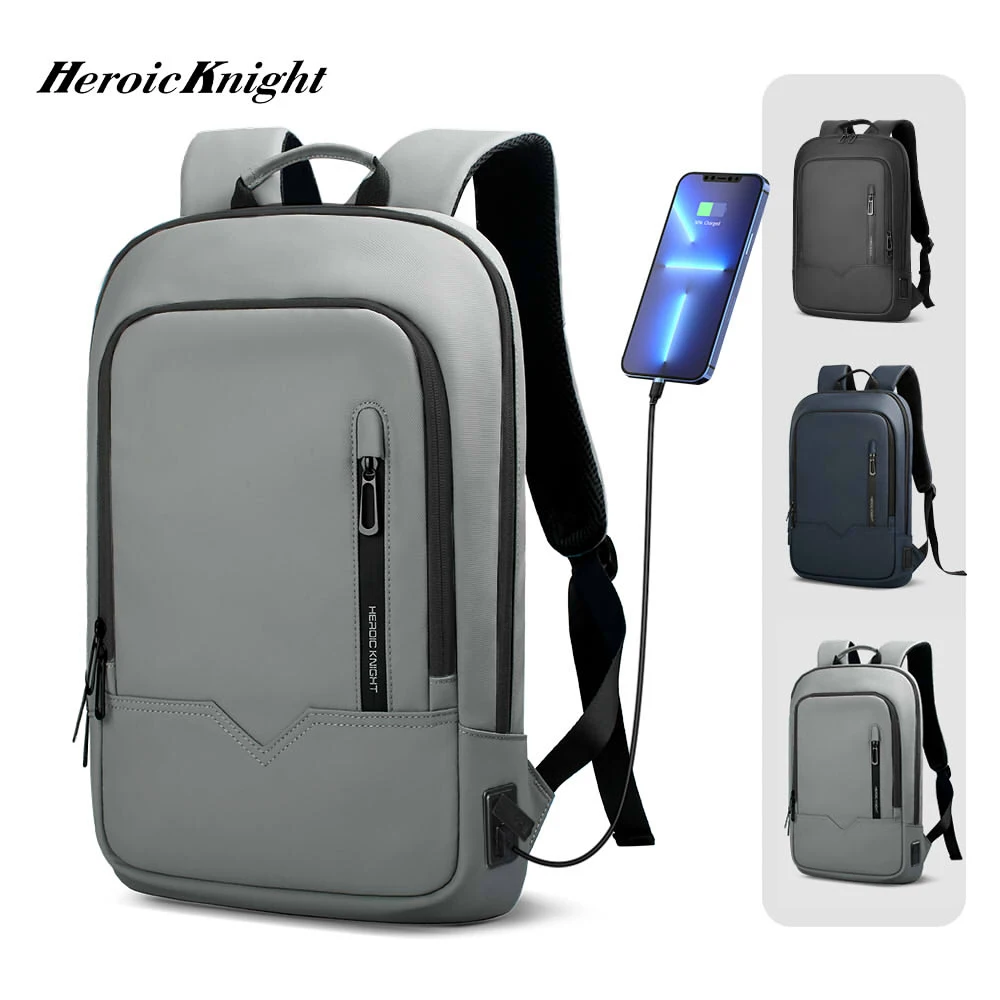 Mochila Heroic Knight para ordenador portátil de 14 "para hombre, mochila de negocios multifuncional, resistente al agua, carga USB, mochila de viaje de trabajo