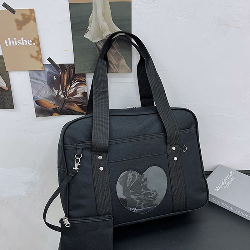 Japońska Lolita serce JK mundurek szkolny torby moda damska Oxford kobiety Student torebka z PU Cosplay Anime torba na ramię