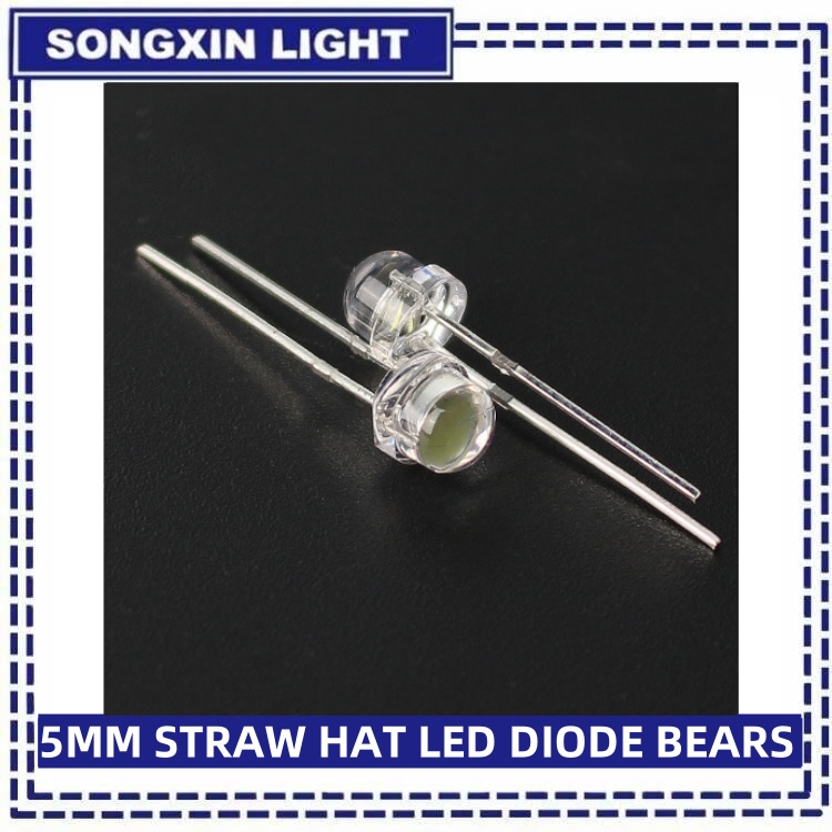 50/100PCS หมวกฟาง LED 5 มม.Super Bright LED ไดโอด F5 Light Emitting Diode สีฟ้าสีเขียวสีแดงสีเหลืองสีขาว, สําหรับ DIY อิเล็กทรอนิกส์