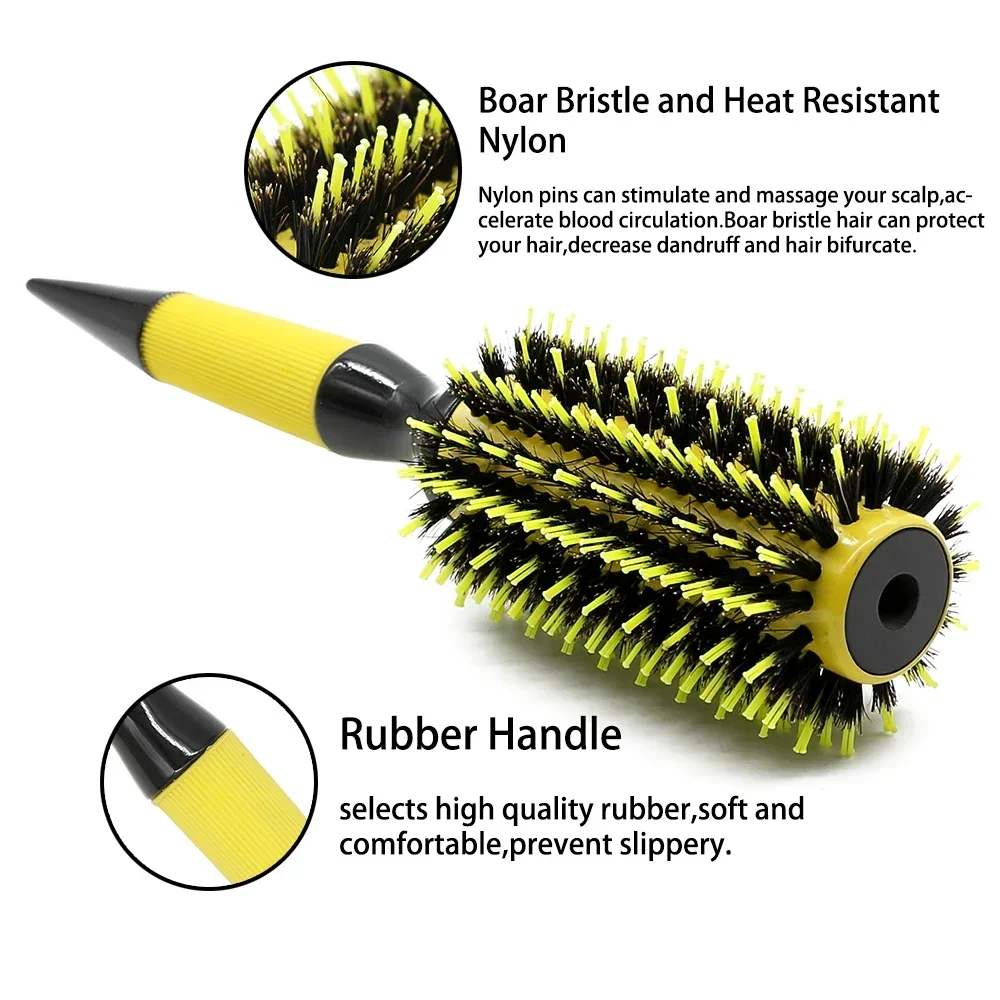 6 ขนาดท่ออลูมิเนียมขนไนลอนเข็มผม Curling Comb Cross-Border รอบจุดลูกกลิ้งหางจัดแต่งทรงผมหวีช่างทําผมเครื่องมือ