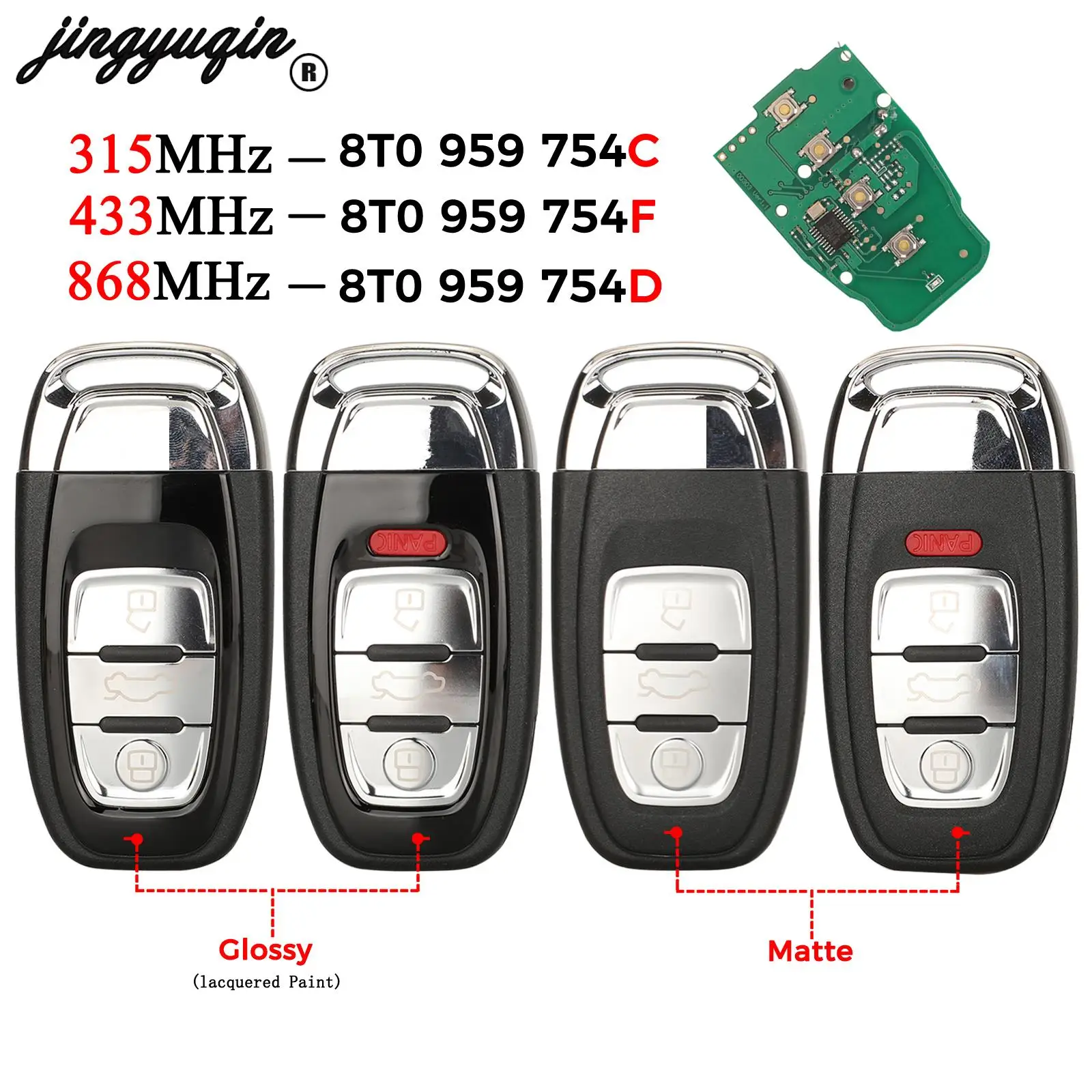 Jingyuqin 3/4 Knoppen Half Smart Voor Audi Q5 A4l A5 A6 A7 A8 Rs4 Rs5 S4 S5 Remote Auto Sleutel 315Mhz/433Mhz/868Mhz 8t0 959 754c/F/D