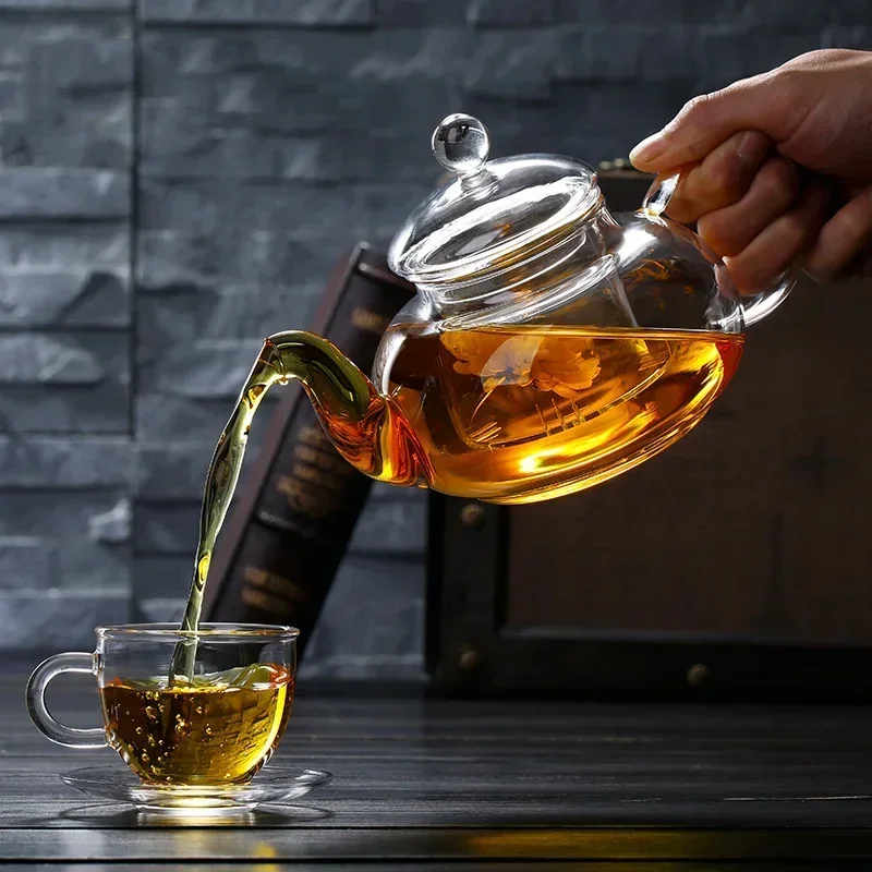 400 ml/1000 ml Borosilicate แก้วหม้อชาหนาทนความร้อนหม้อชาดอกไม้แก้วกรอง Kung Fu Brewing แก้ว Teaware