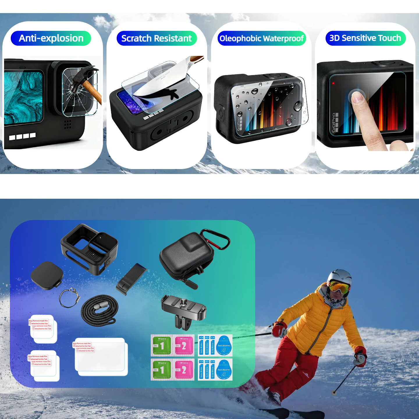 For Gopro Hero 13 Black Camera Accessory Kit Silicone Protective Cover/Screen Protectors/Case/Magnetic Quick Release Adapter