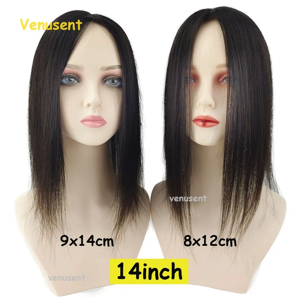 8X12cm Lụa Da Đế Topper Nữ Toupee Trung Quốc Trinh Nữ Tóc Bộ 4 Kẹp Trong Tự Nhiên Da Đầu Hàng Đầu Phủ giá Rẻ Chia Tay