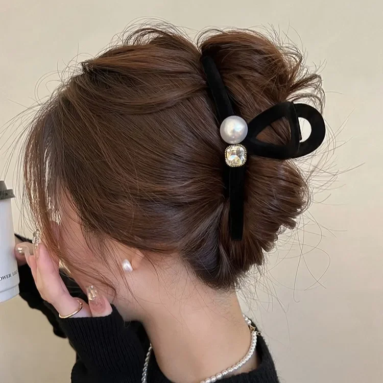 Pinzas para el cabello con perlas flocadas de 13cm para mujer, horquilla con diamantes de agua, accesorios para el cabello, tocados elegantes para niñas