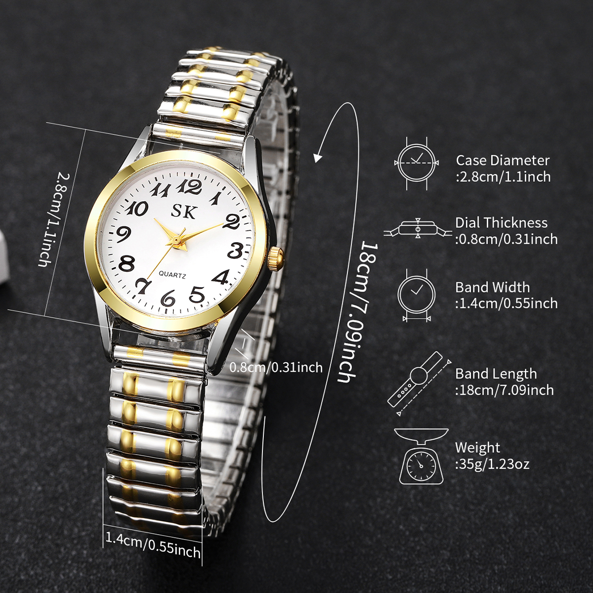 Elegante kleine wijzerplaat dameshorloges mode elastische band quartz horloge reloj mujer (zonder doos)