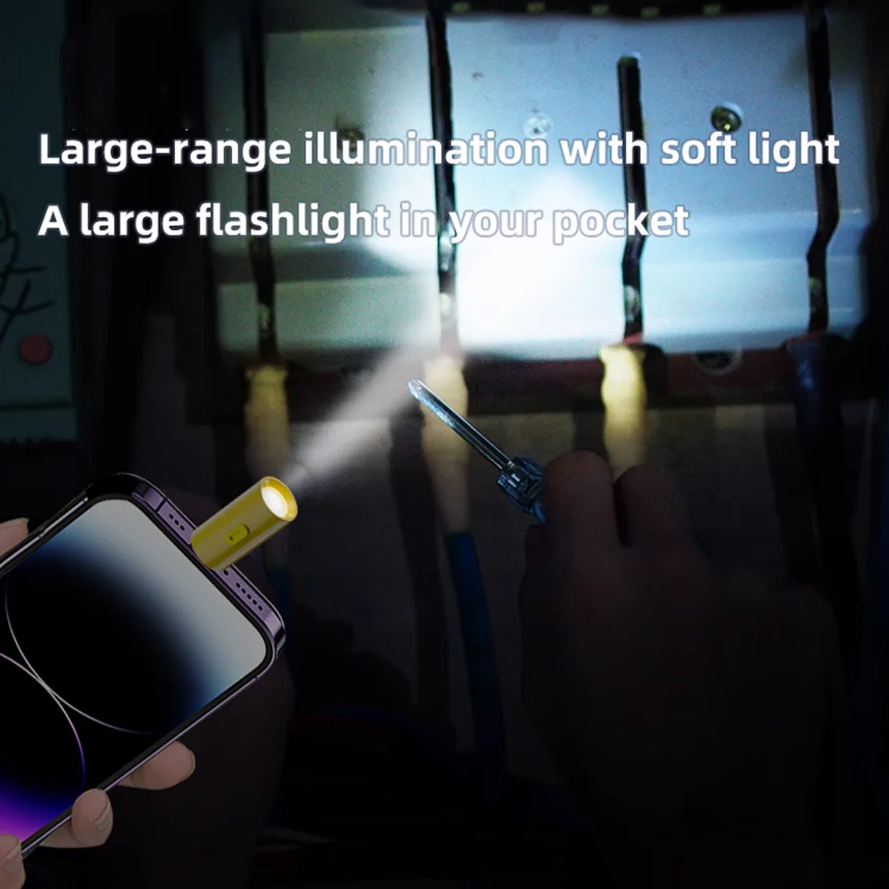 USB C LED Multifunctional Strong Light Pocket Keychain Flashlight Outdoor Hiking Camping Mini Flashlight Small Torch light