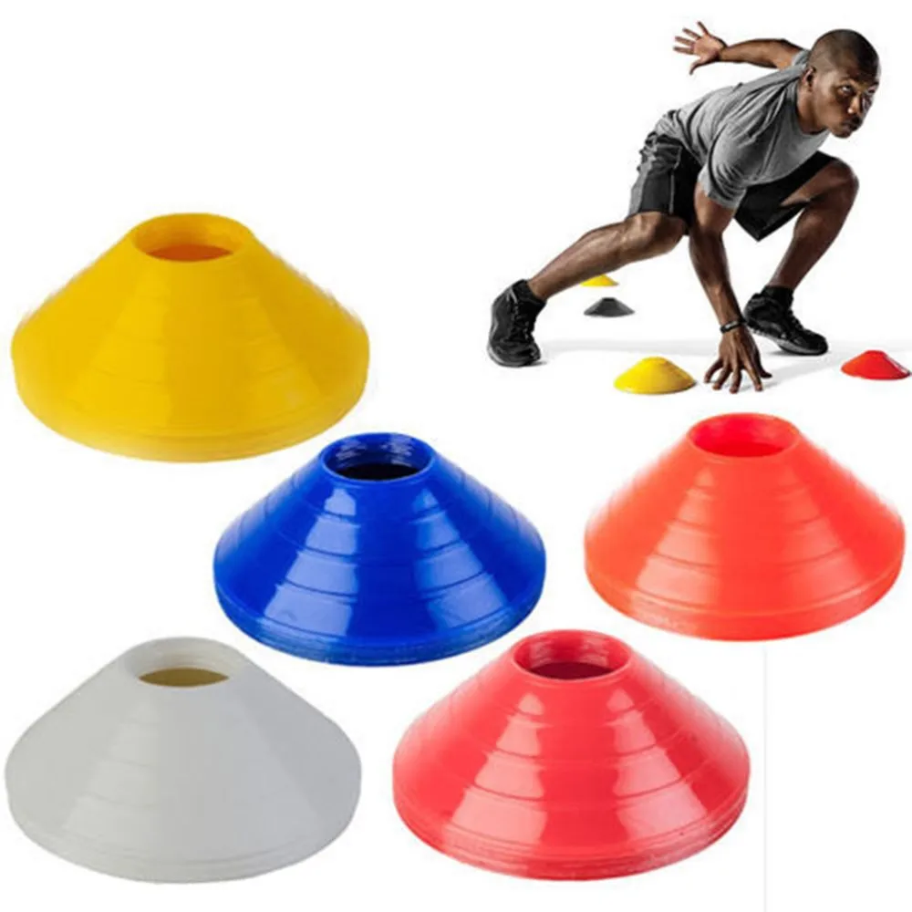 10 ชิ้นฟุตบอลการฝึกอบรมลูกฟุตบอลเกม Disc Agility กรวยชุดกีฬาการฝึกอบรม Space Cones พร้อมขาตั้งพลาสติกผู้ถือ