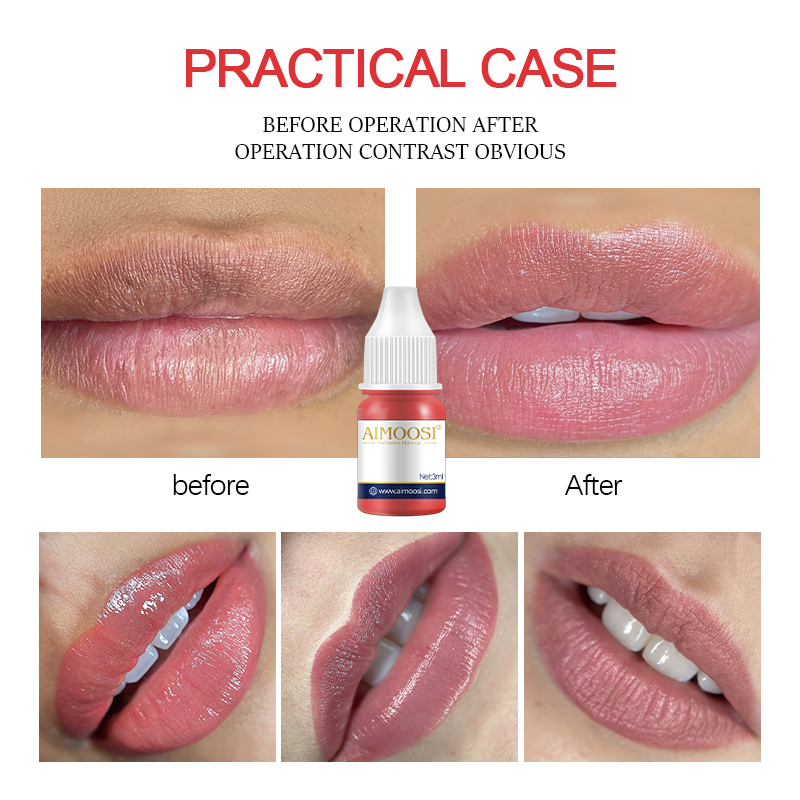 AIMOOSI Tinta Coreana para Tatuaje de Labios Pigmento Profesional Microblading para Maquillaje Permanente Henna Tinta Rosa para Tatuaje de Labios 0.1 OZ